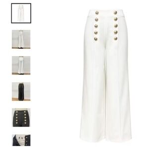 High-Waisted Gold Button Wide-Leg Pants